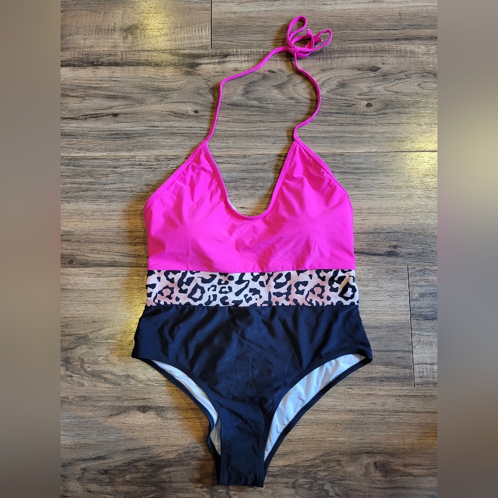 Hot Pink Colorblock One-Piece Swimsuit